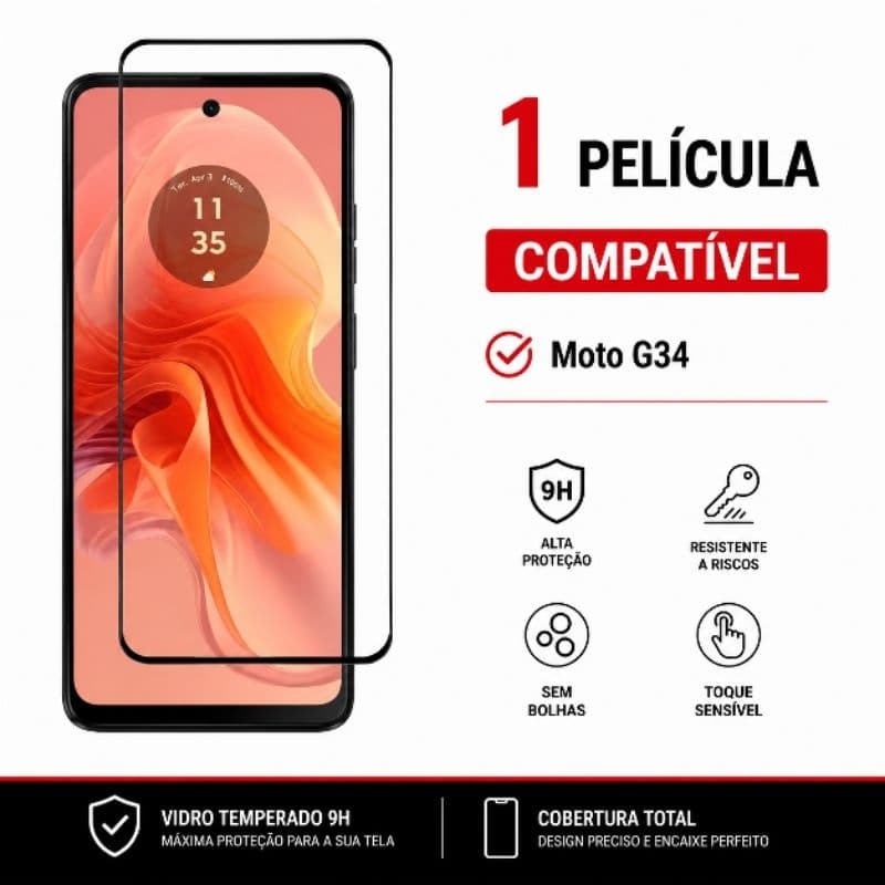 Película De Vidro 3d Moto G34 Para Motorola Moto g34 Película 3D