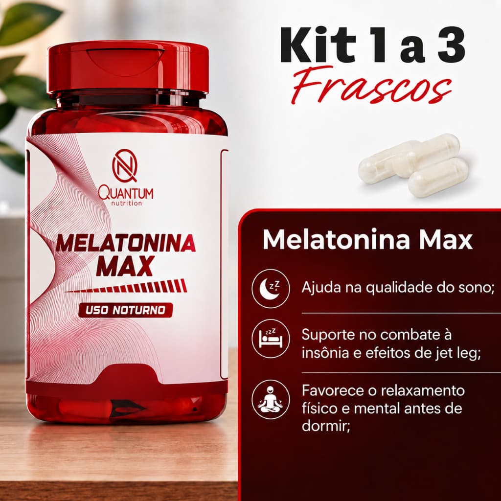 Melatonina Max Magnesio L-Triptofano L-Teanina Vitamina B3 B6 B12 Quantum