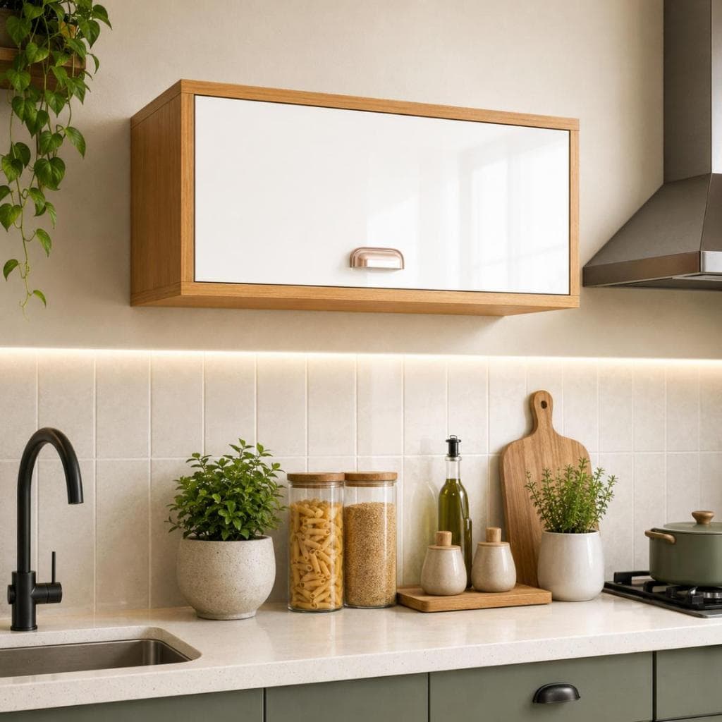 Armário Suspenso Parede 60cm Multiuso para Cozinha Área de Serviço Compacto Organizador Parede Multiuso Pequeno Moderno
