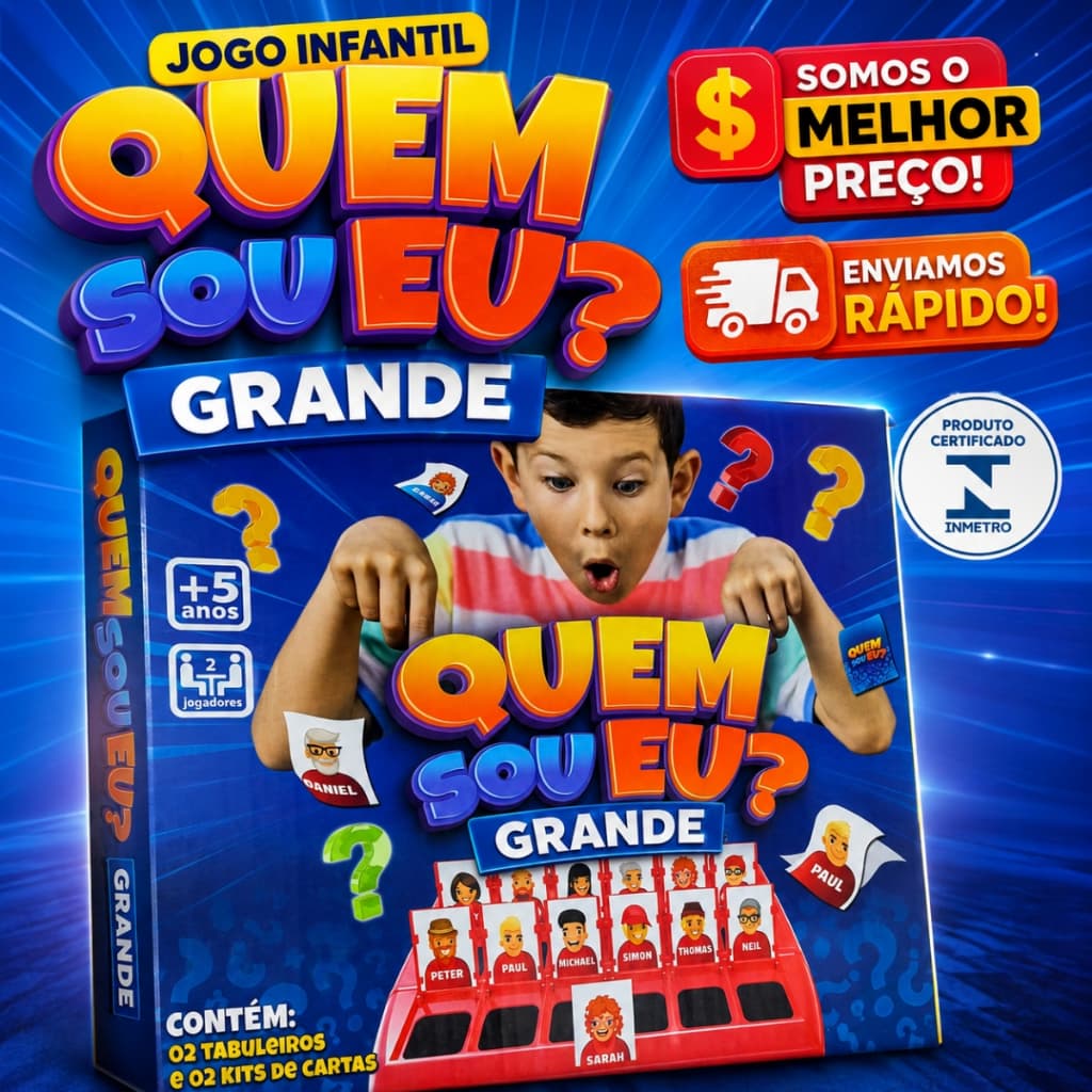 Jogo Quem Sou Eu Carta Grande Tabuleiro Cara Cara Infantil Diversão Família Desafio Educativo