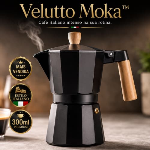 Velutto Moka™ Cafeteira Italiana 300ml 6 Xícaras Café Expresso Alumínio Premium Moderna e Durável