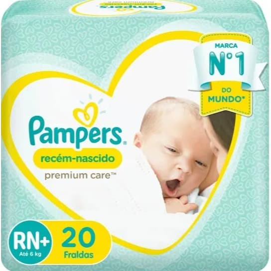 Fralda Pampers Premium Care Tamanho RN+ 20, 40 ou 60 Unidades – Original e Lacrada