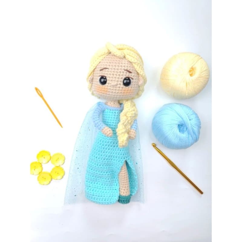 Boneca Amigurumi Elsa Frozen Colecionável Articulada