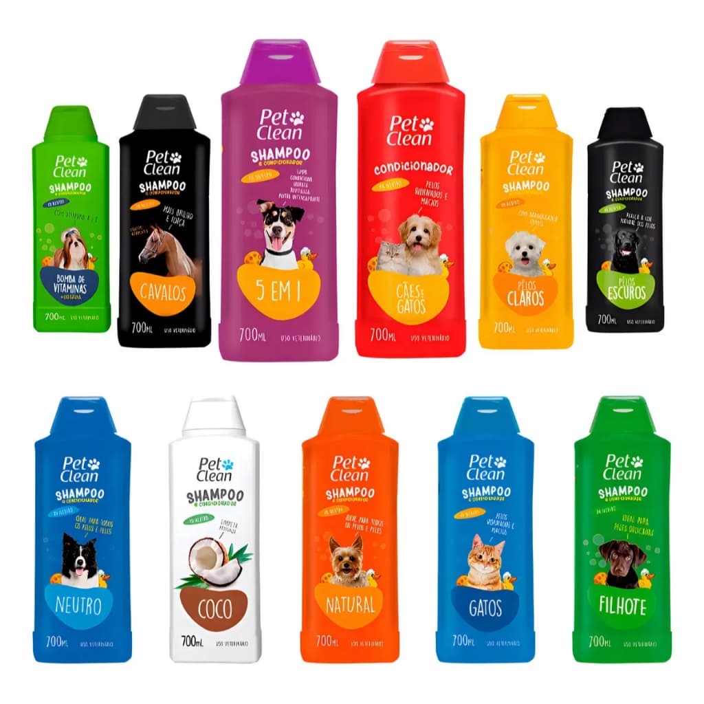 SHAMPOO E CONDICIONADOR PET CLEAN PARA CACHORRO E GATO 700ML