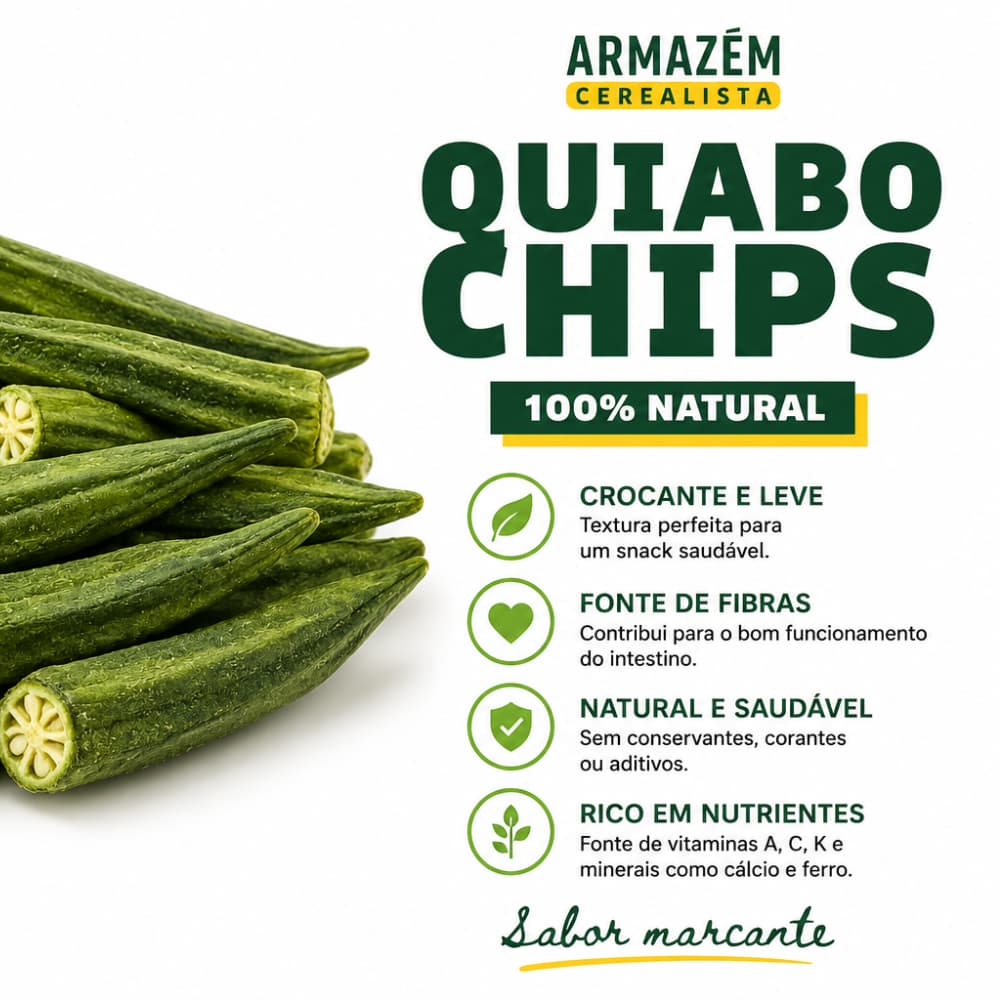 Chips de Quiabo Liofilizado | Snack Saudável 100% Natural | Quiabo Crocante Sem Fritura