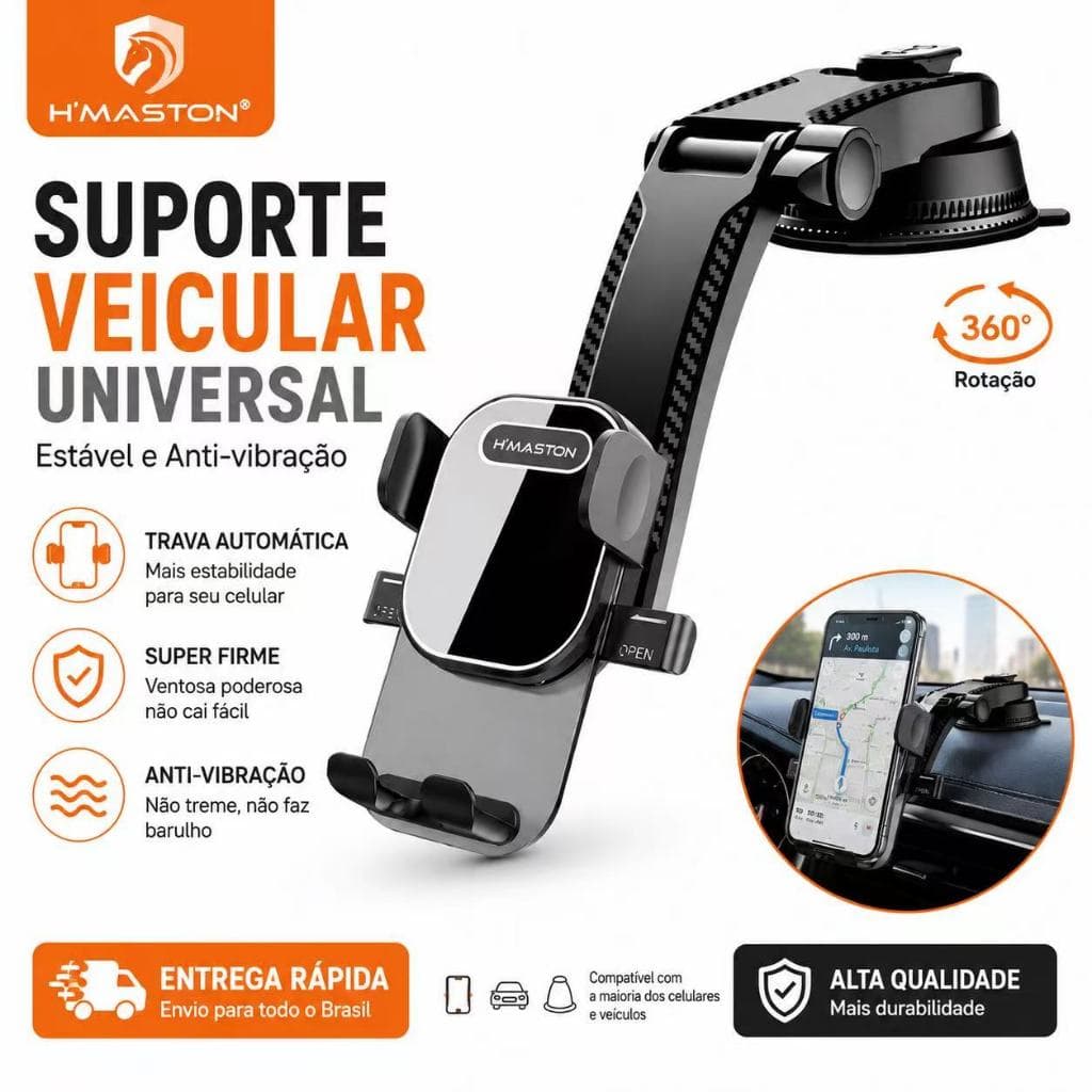 Suporte Veicular Para Celular GPS Magnético Para Carro Estável e Anti-Vibração Hmaston Original CJ71