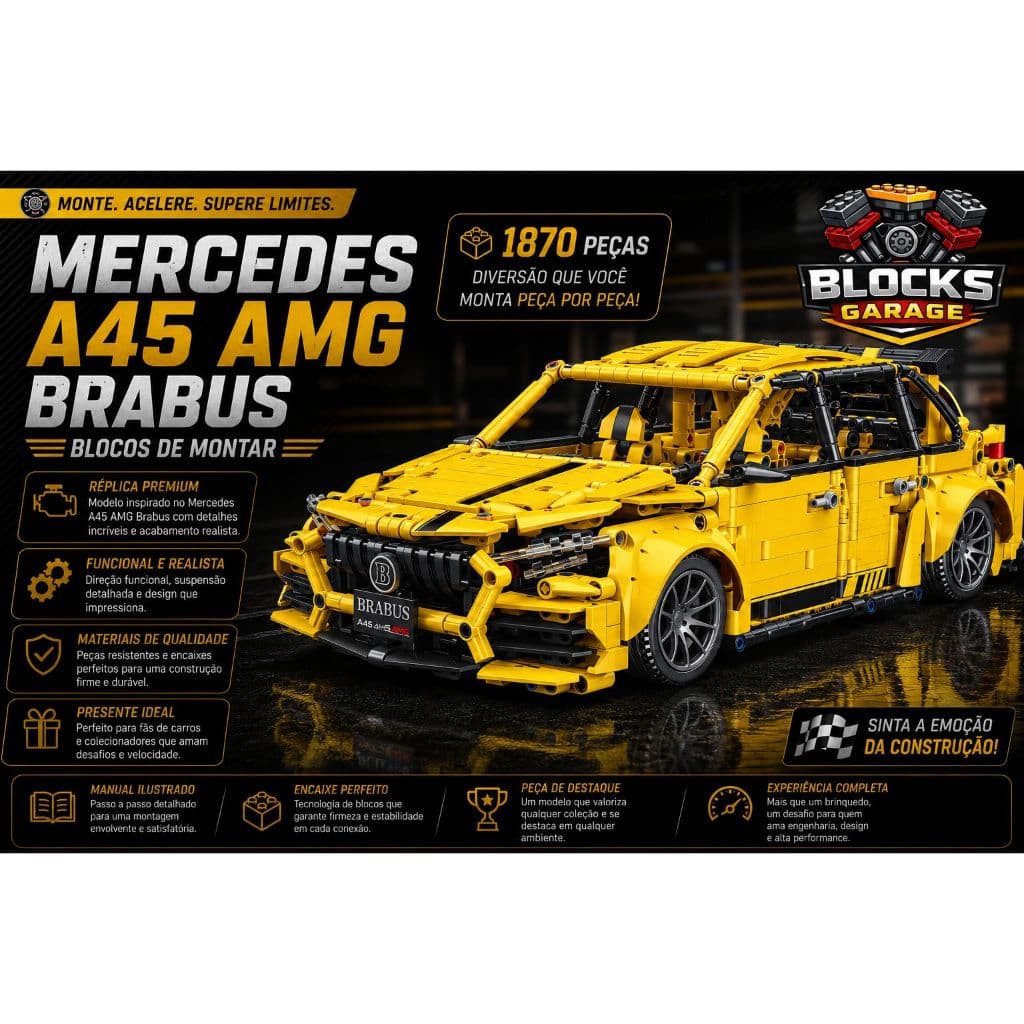 Blocos de Montar Lego Mercedes A45 AMG Brabus 1870pcs  Com Manual de Montagem  **SEM CAIXA(BOX)**