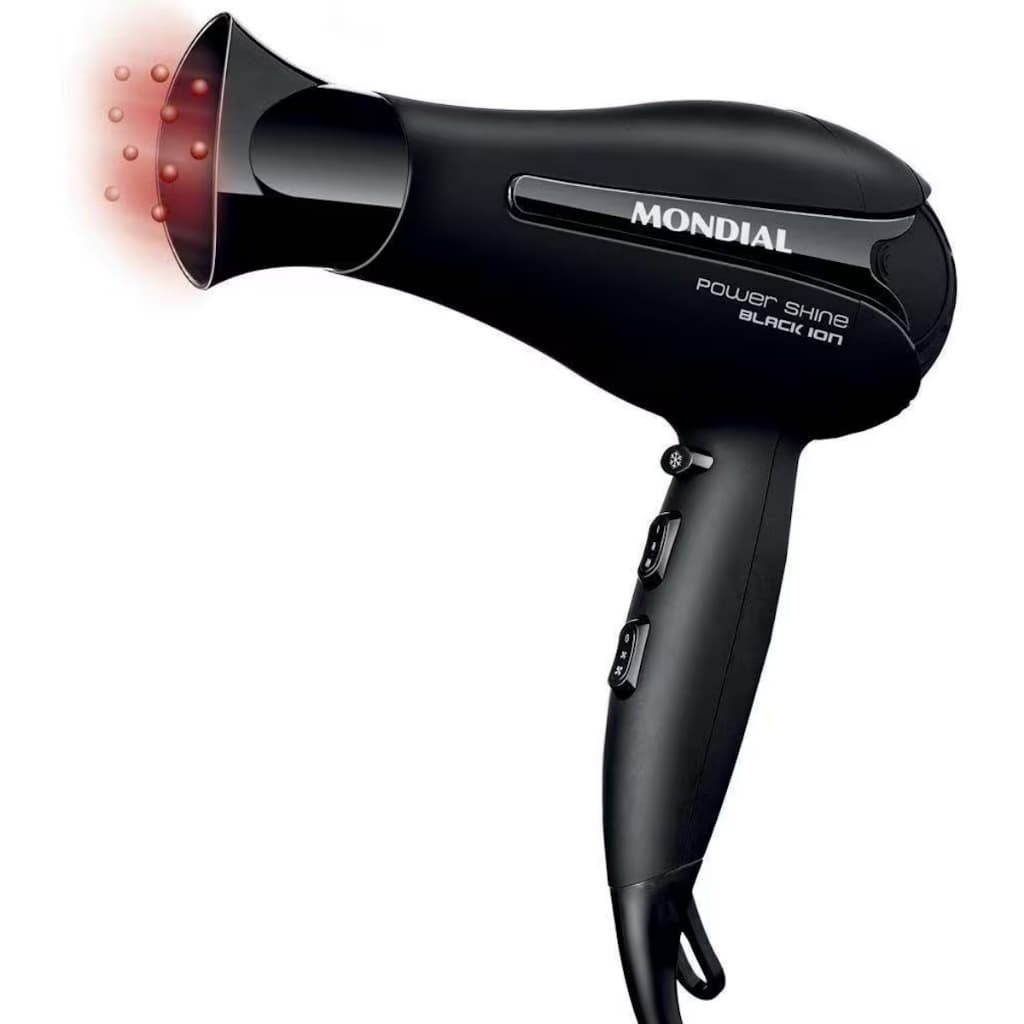 Secador De Cabelo Mondial 2000w Ions Power Shine Profissional Salão Ar Quente e Frio