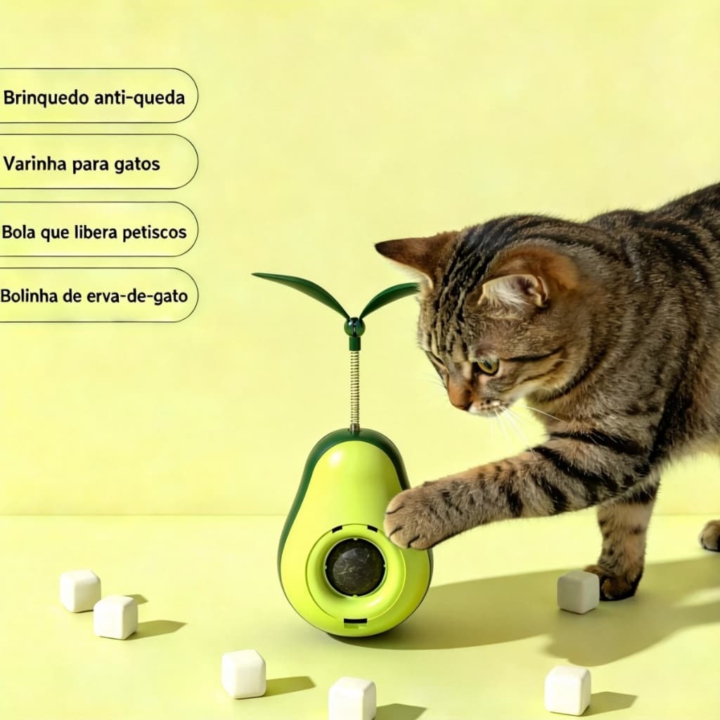 Brinquedo tumbler abacate com catnip brinquedo interativo educativo para gatos e cachorros diversão e exercício em casa