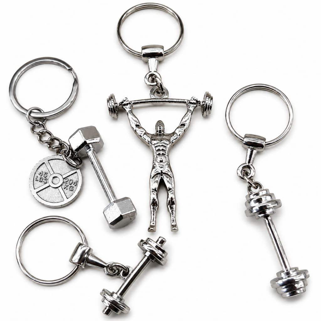 Chaveiro Academia Musculação Metal Cromado Halter Peso Bodybuilder Fitness