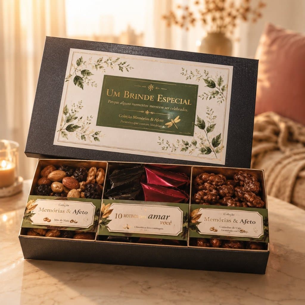 Presente Premium com Prosecco, Chocolates Importados e Castanhas Edição Exclusiva Um Brinde Especial
