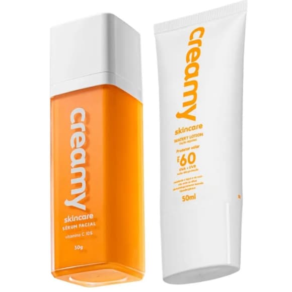 Kit Skincare Creamy: Sérum Facial Vitamina C E Protetor Solar Fps 60