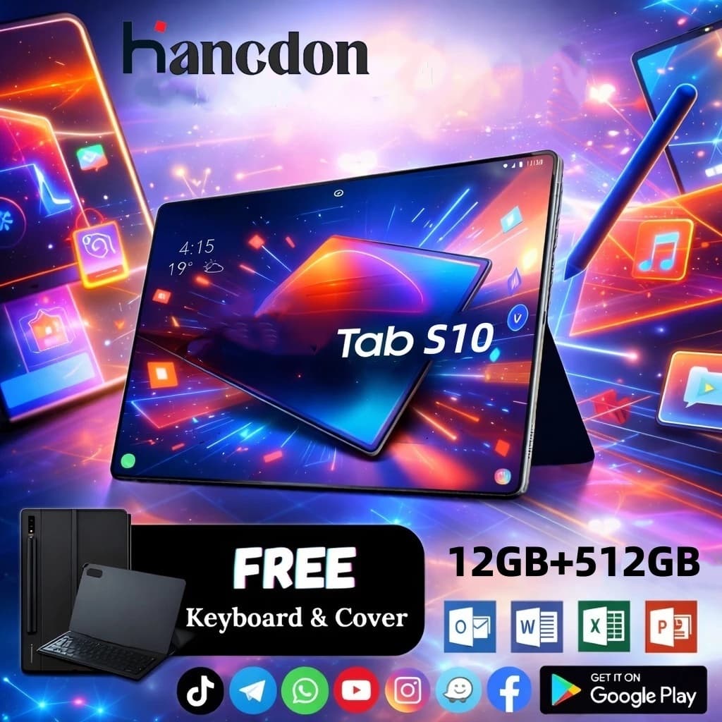 Hancdon Tab S10 PRO 2026 (12GB+512GB) com tela IPS de 11,6 polegadas Android 14  bateria de 8800 mAh Dual SIM Wi-Fi 5G