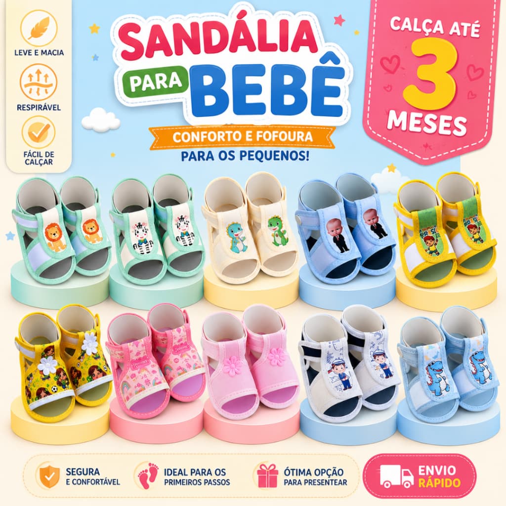 Sandália Bebê RN - 0 a 3 Meses