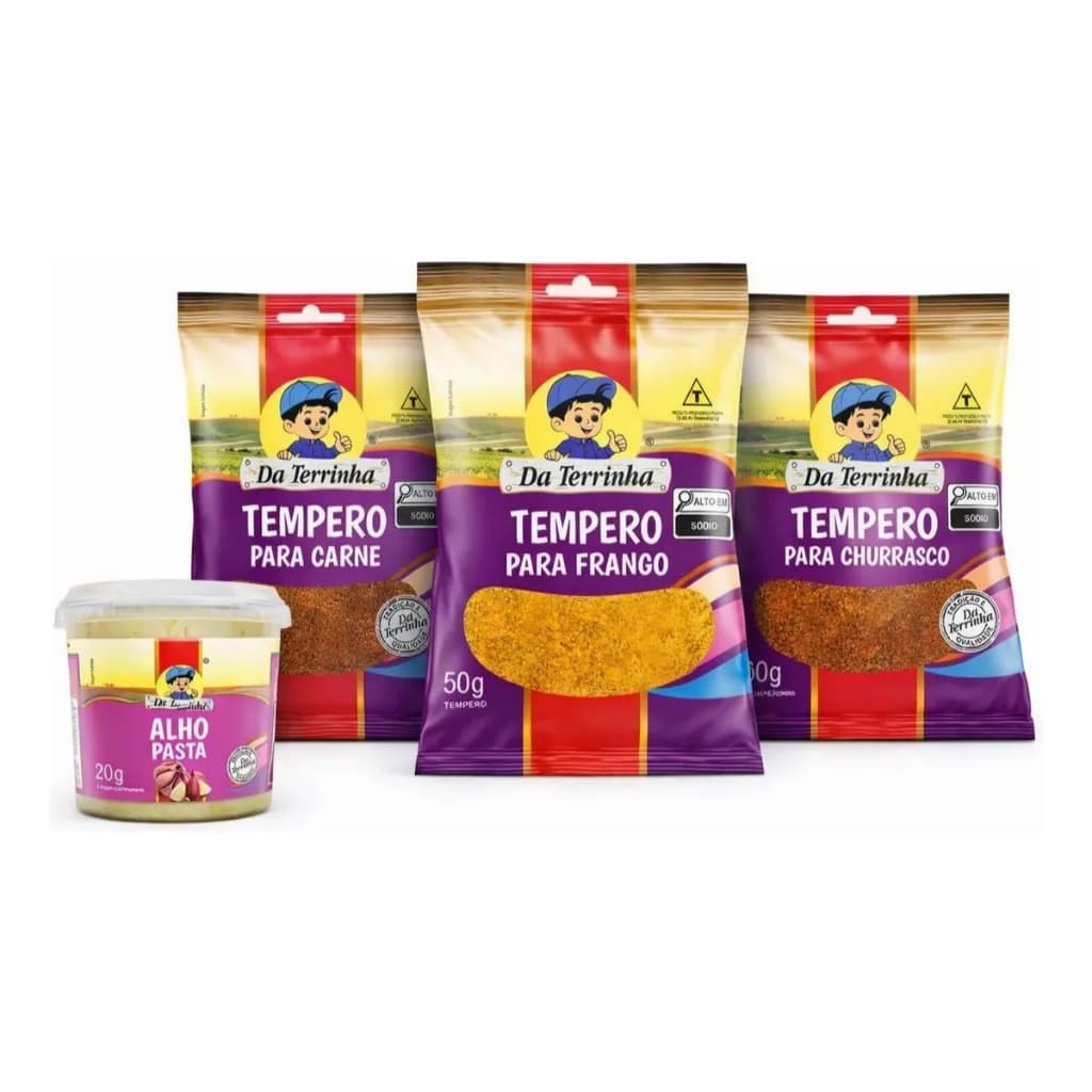 Kit 7 Temperos Da Terrinha - Frango, Carne, Churrasco E Alho