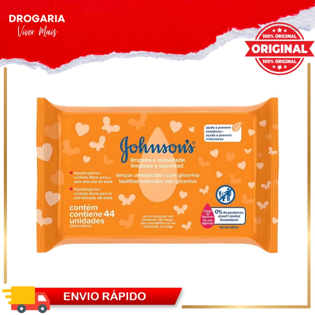 Lenço Umedecido Limpeza e Suavidade Johnson's Baby 44 unidades