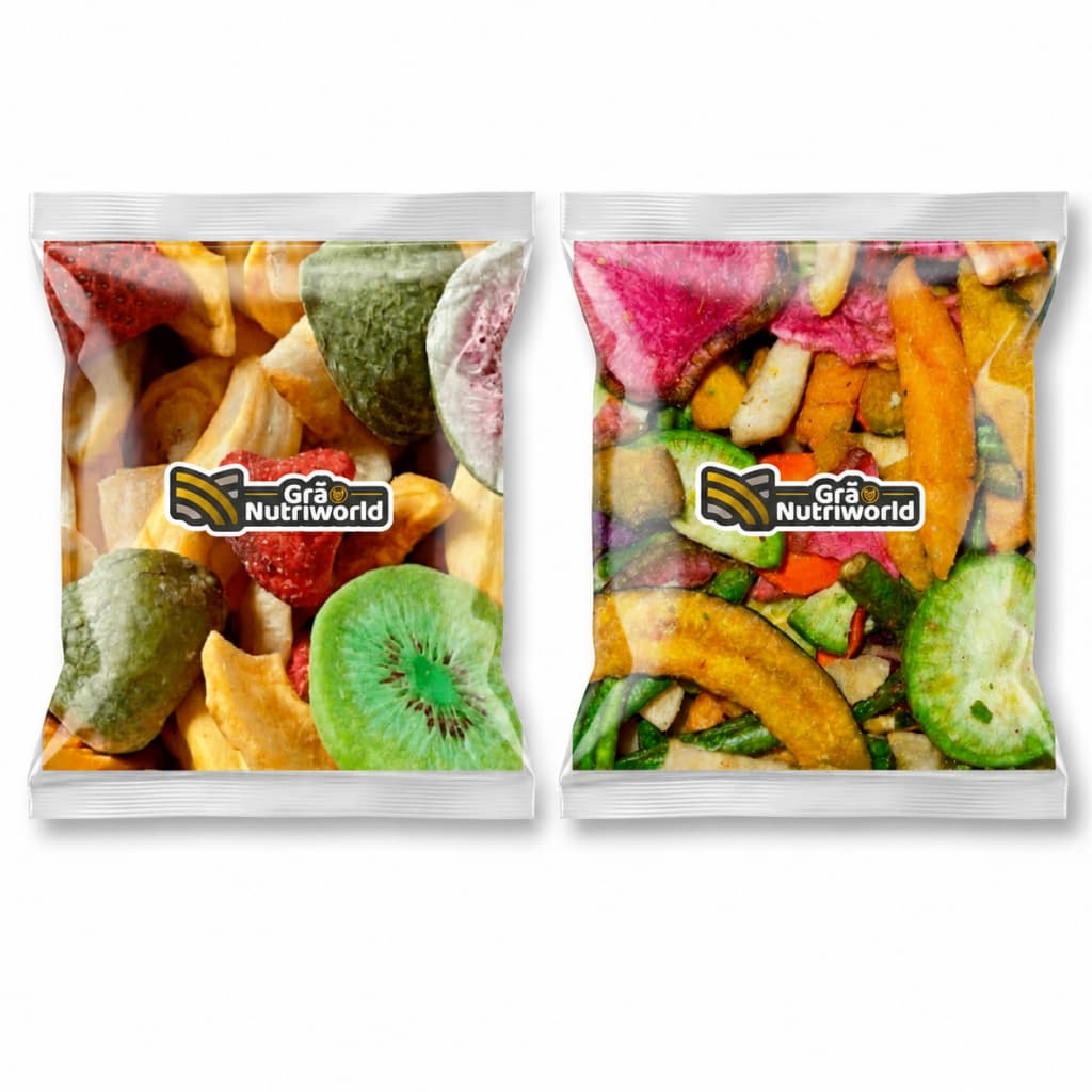 Kit Mix De Frutas Tropicais Liofilizadas + Mix de Vegetais Liofilizados Importado 100g cada