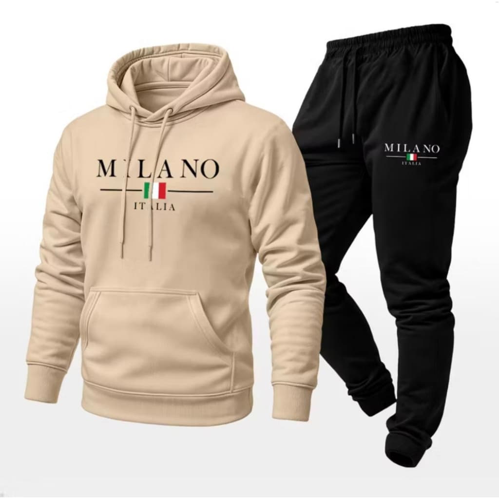 Conjunto Moletom Masculino Canguru Estiloso Calça Moletom Elegante Blusa de Frio Unissex Milano