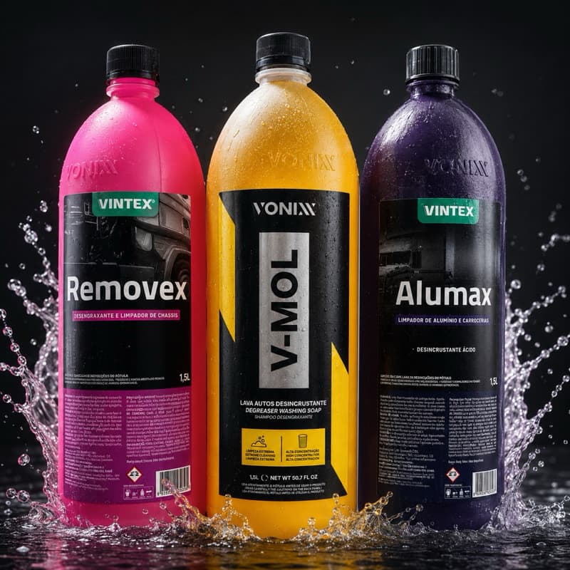 Kit Vonixx Removex V-Mol Alumax 1,5L Desengraxante Limpeza Pesada Chassis Motor Alumínio Carro Caminhão