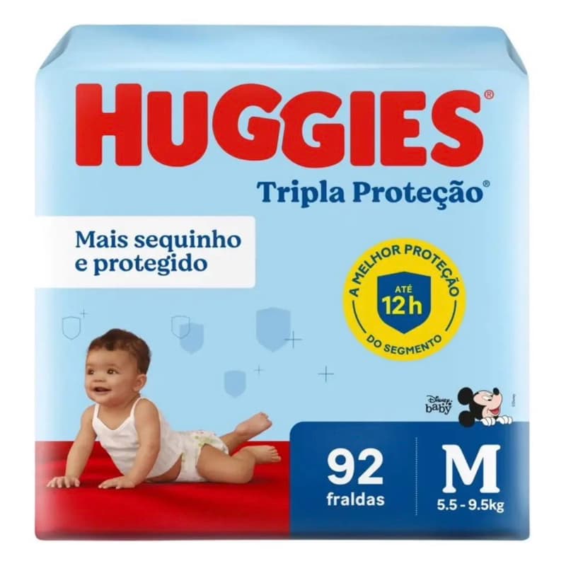 Fralda Huggies Tripla Proteção com Absorção Rápida para Bebê