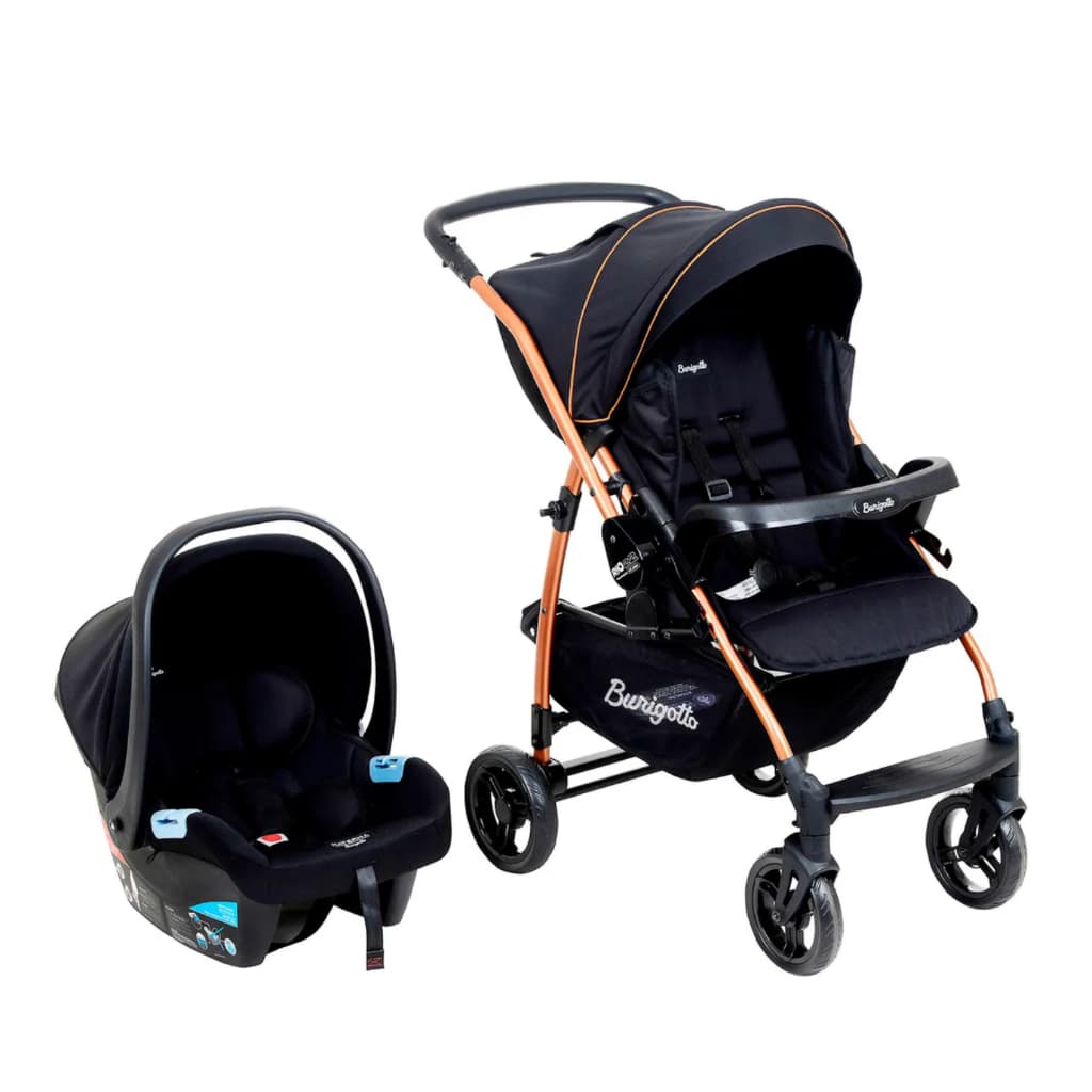 Carrinho e Bebê Conforto Rio 22 Até 22kg Cor Preto Cobre Burigotto