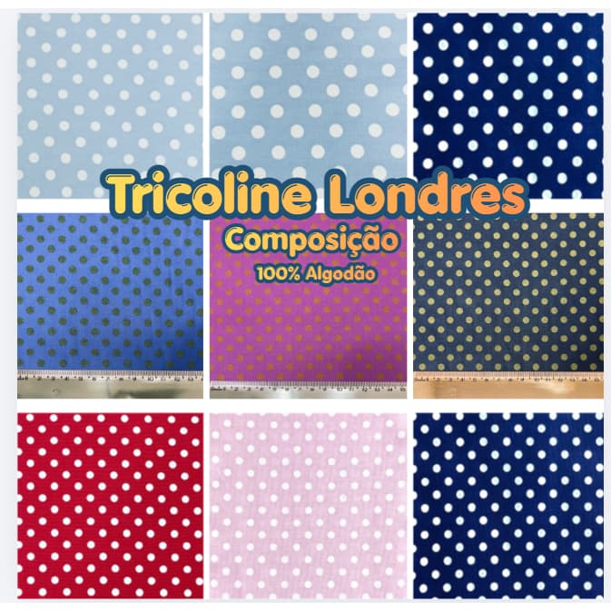 4 M Tecido Tricoline Estampado Poá Artesanato  patchwork Artigos Infantis100% Algodão ( 4M X 1,50M )