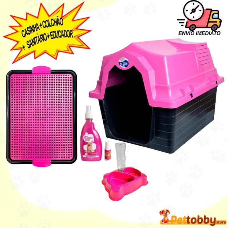 Casinha de Cachorro N 5 Medio Porte + Tapete Higiênico Para Cachorro Lavável Educador Xixi Sim Não