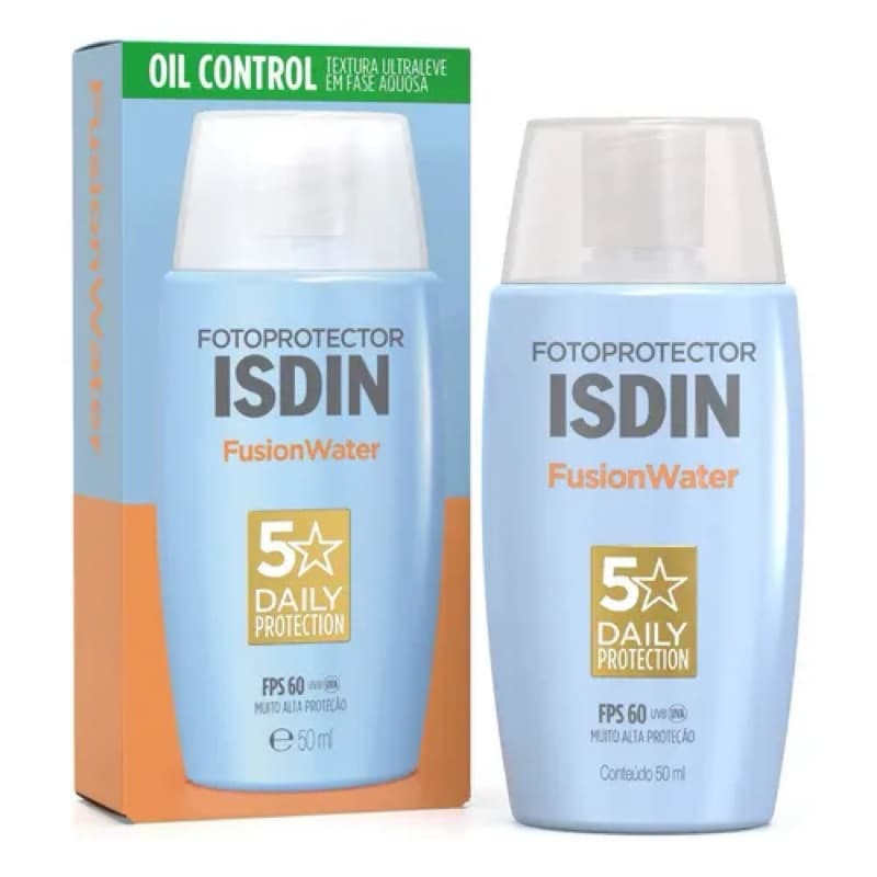 Protetor Solar Facial ISDIN FPS 60 Fusion Water 5 Stars Sem Cor 50ml