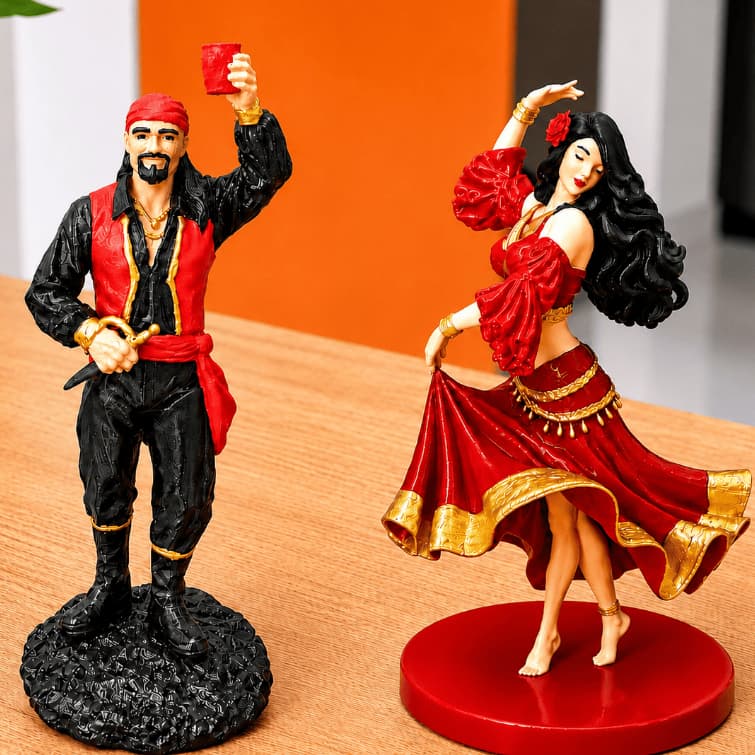 Imagem  de Cigano e Cigana  da Estrada Cigana Sara Cigana Esmeralda  Escultura  Estatuas