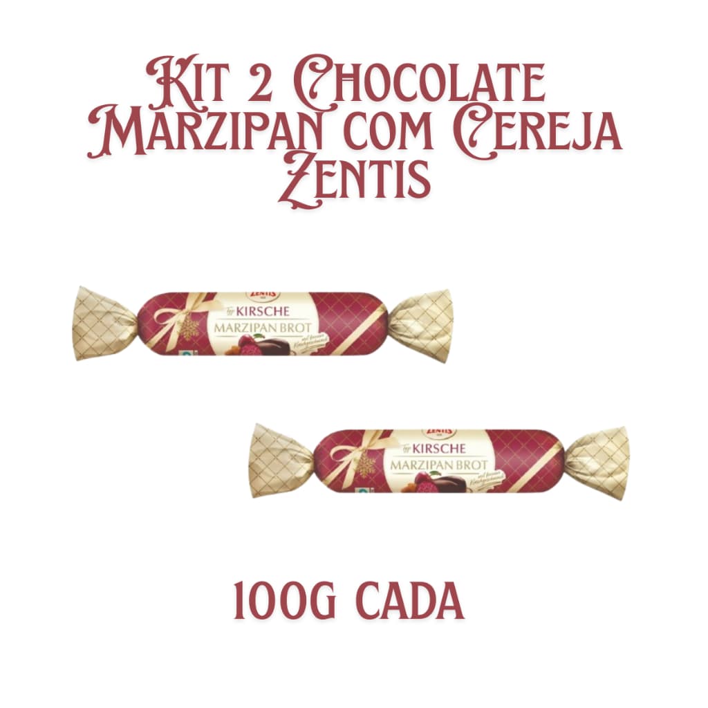 KIT 2 Chocolates Baguete Marzipan com Cereja e Chocolate Puro Zentis 100g