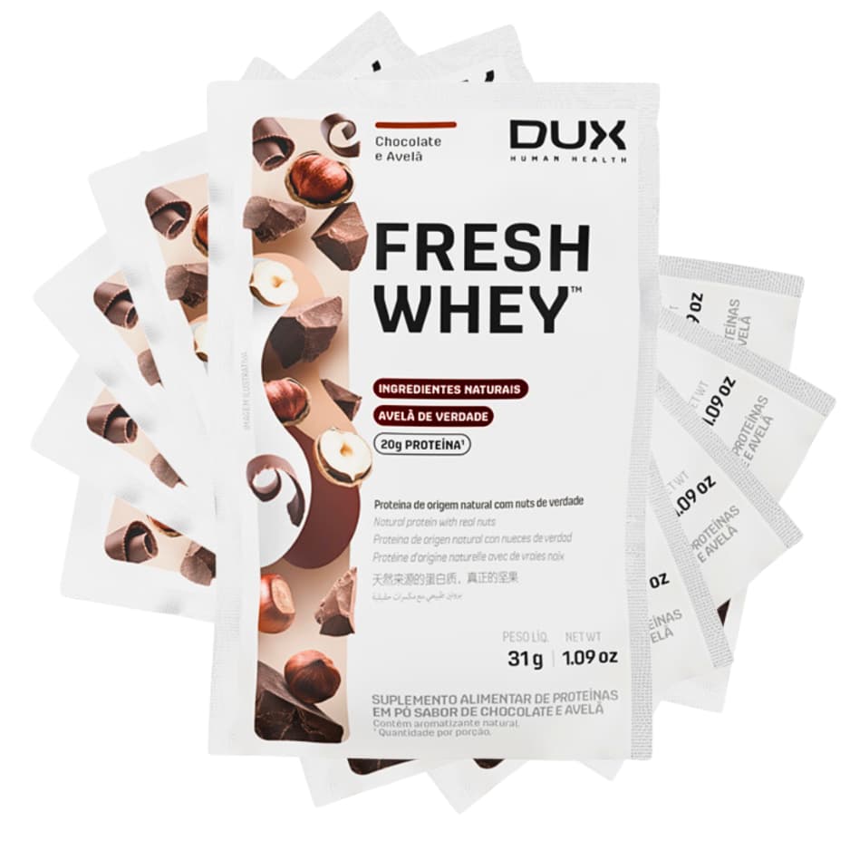 Kit 5 Saches Whey Protein Fresh Sabor Unico Chocolate Avela