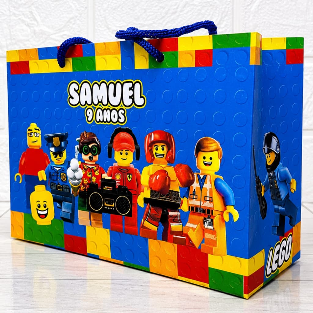 Kit Sacolas Lego Personalizada | Lembrancinha Festa Infantil | Sacolinha Surpresa | Blocos de Montar