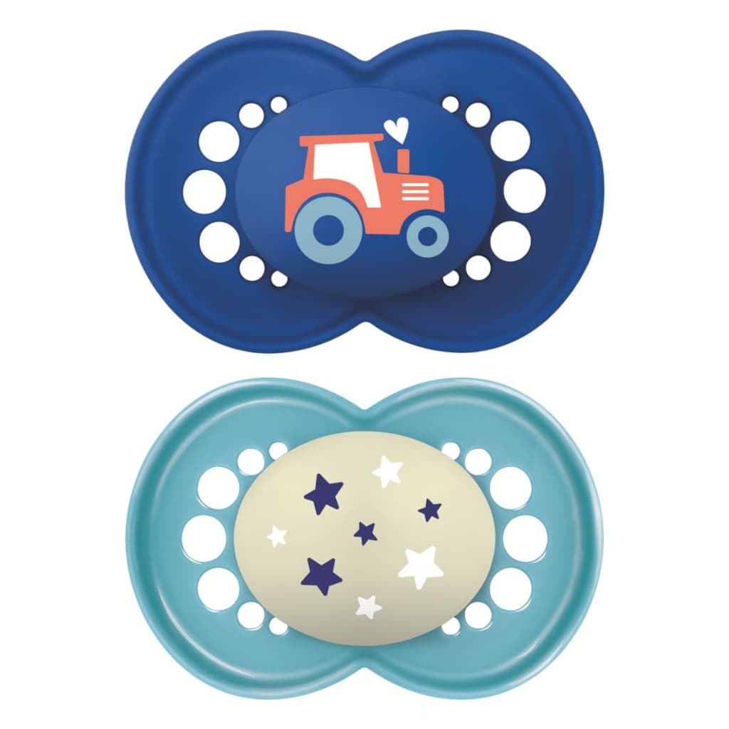 2 Chupetas Day&night MAM Azul 16m+ Menino + Estojo