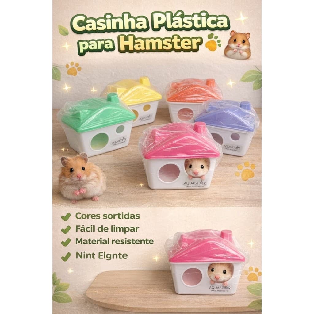 Casinha Colorida Casa Chalé Colorida P/ Hamster Ratinho Gerbil E Outros Pequenos Roedores.