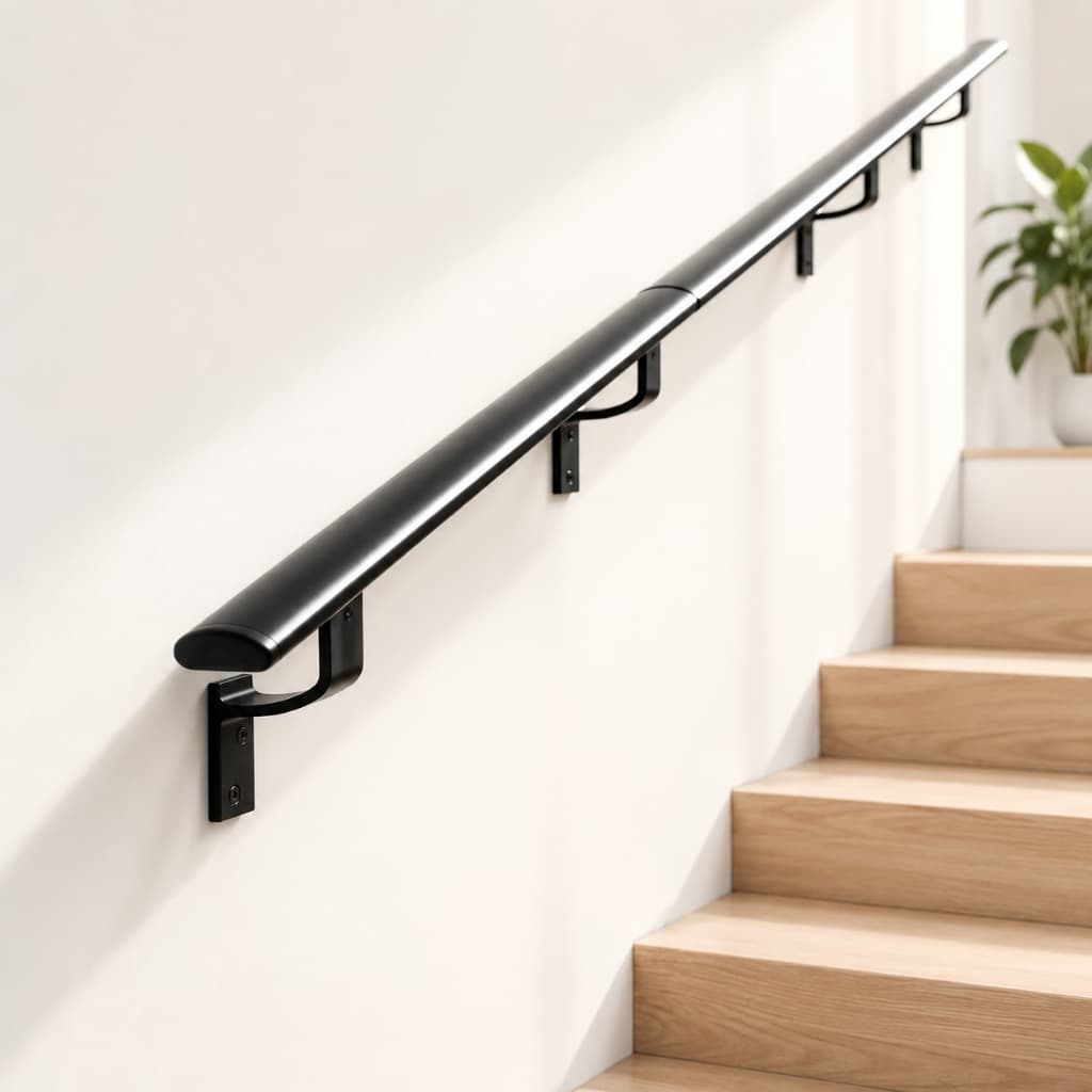 Tubo Corrimão Escada 2 Metros Aluminio Chato Premium Kit Completo Resistente Area Externa Interna