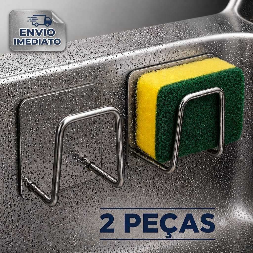 Kit 2 Porta Esponja Suporte Adesivo Aço Inoxidável  Bucha Pia Prateleira Cozinha Armazenamento Parede Multiuso