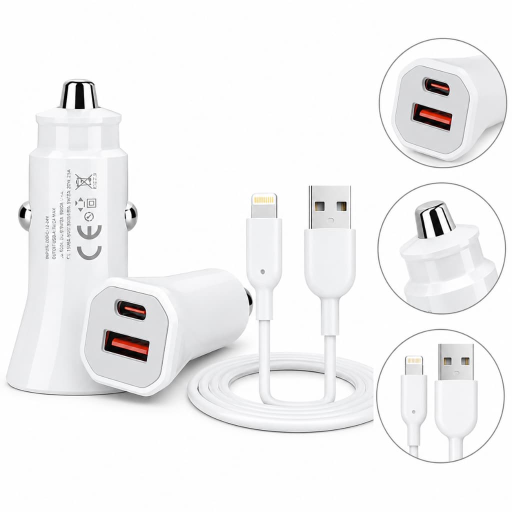 Carregador Carro Duplo USB-C 45W Rápido Veicular Original Inova