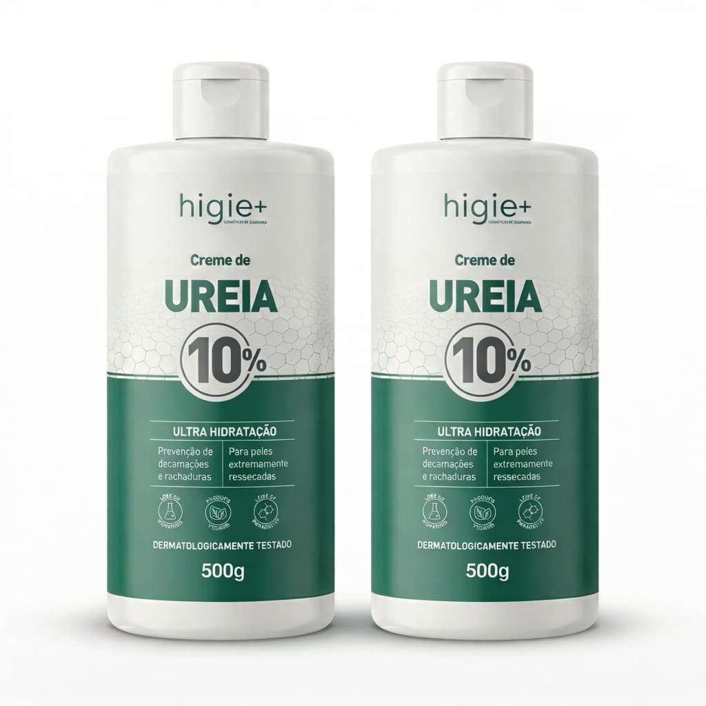 Kit 2 Creme de ureia 10% 500g HIGIE+ | Creme hidratante para os pés | Creme para mãos ressecadas