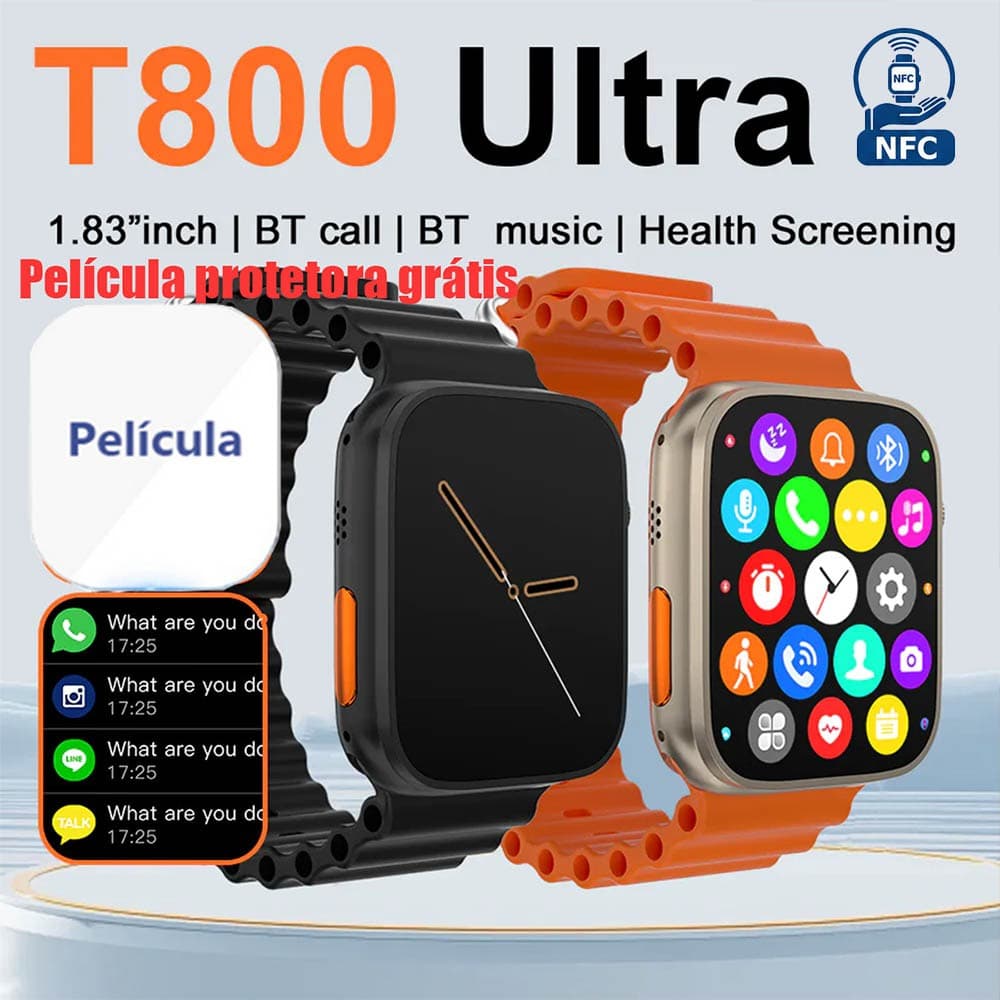 Nova Série 8 Relógio T800 Ultra NFC Smart Watch Esportivo Sem Fio À Prova D'água