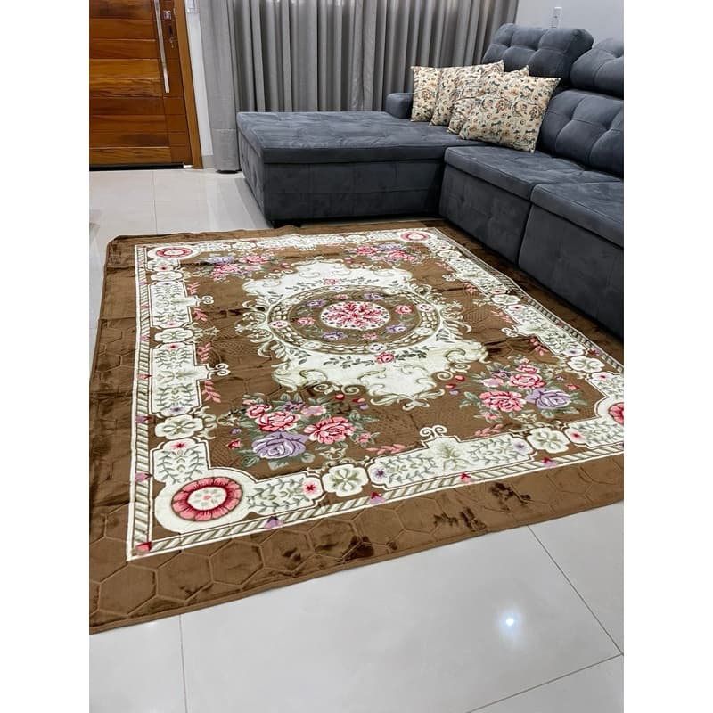 Tapete Dubai Tecido aveludado Geométrico Antiderrapante 2,00 x 2,40 Para Quarto ou Sala