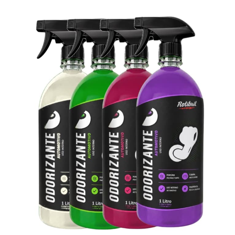Kit 4 Odorizantes 1L Cheirinho de Carro Novo Talco Floral e lavanda para Ambientes Aromatizador