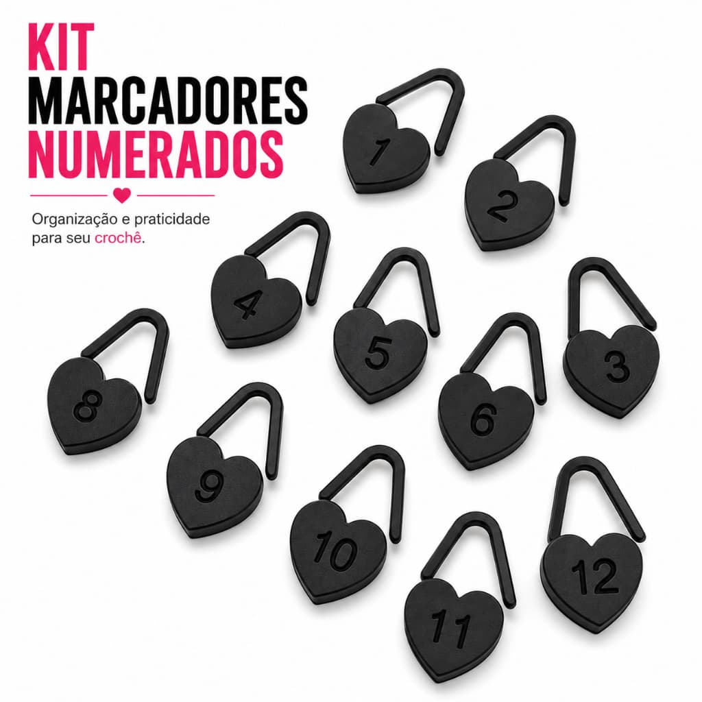 Kit Marcadores De Ponto Numerados Crochê Tricô Amigurumi Conjunto 12 Unidades