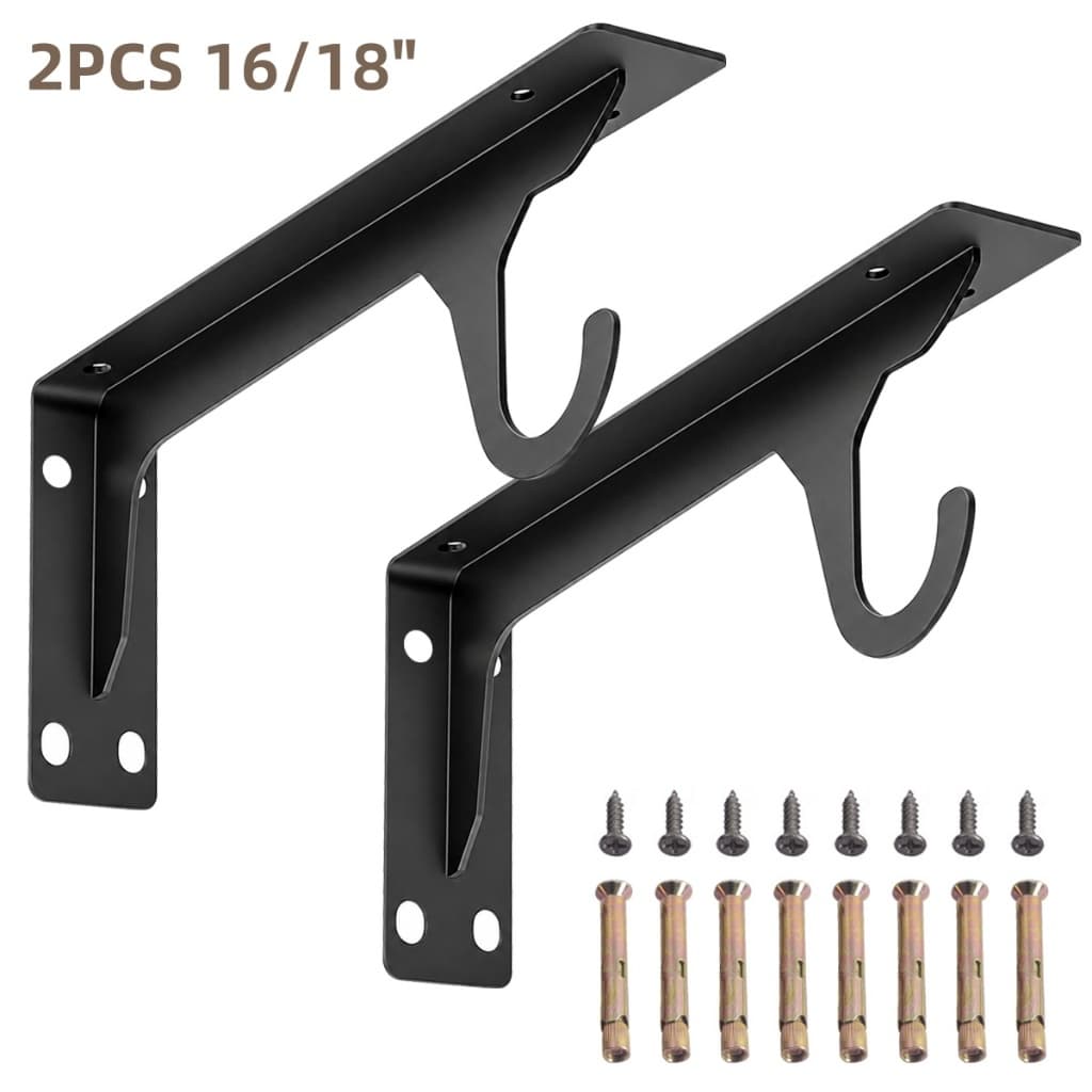 Suportes De Haste De Armário De Parede Com Gancho Prateleira 16/18" 2PCS Para Suporte De Quarto Pendurar Roupas