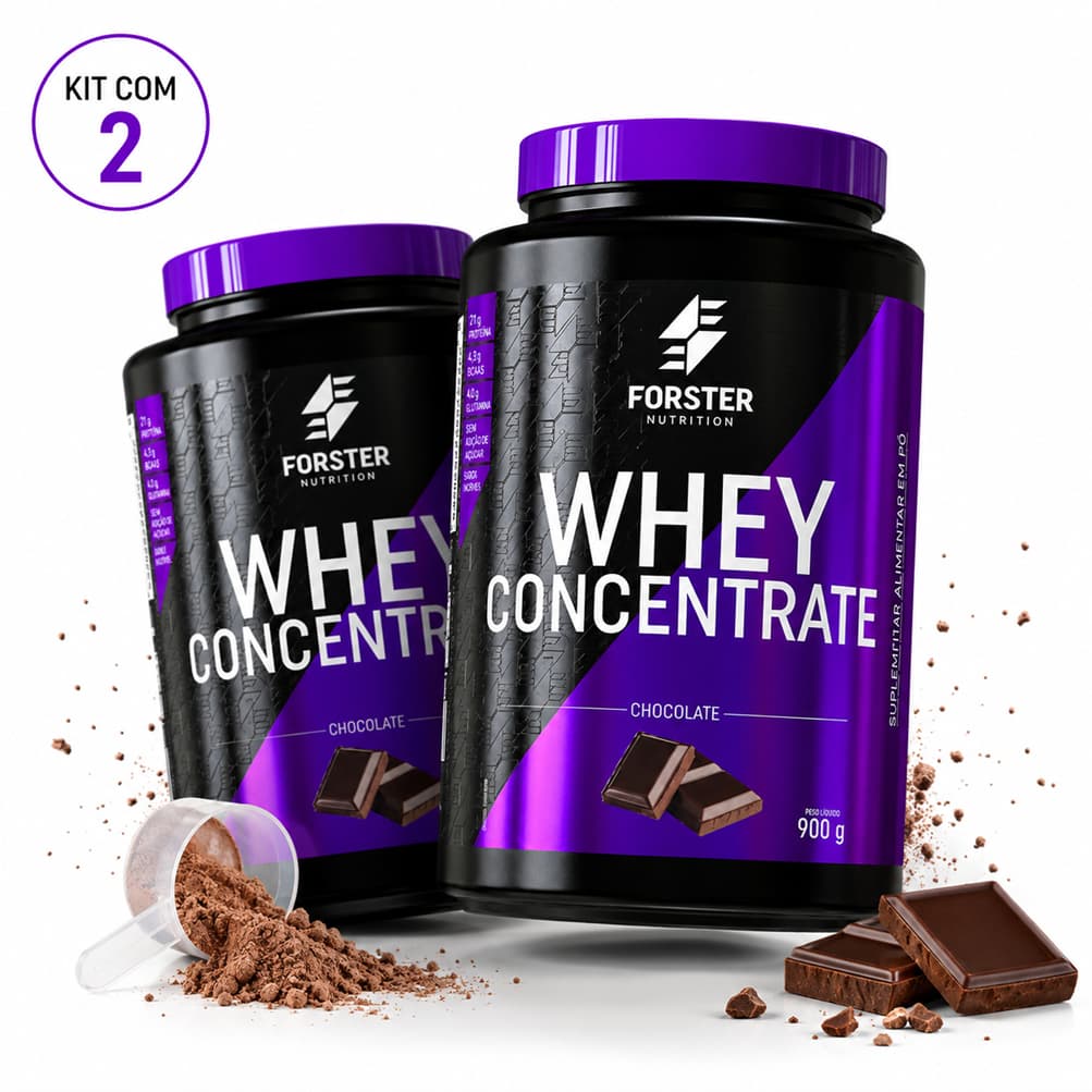 Whey Protein Chocolate 900g Forster Nutrition Suplemento Proteico Alta Proteína Recuperação Muscular