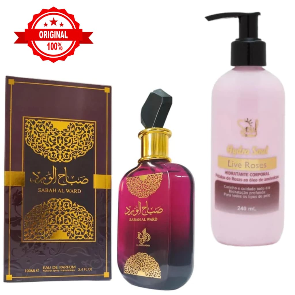 Sabah Al Ward Original 100ml + Hidratante Live Roses 240ml Kit Feminino Importado Longa Duração