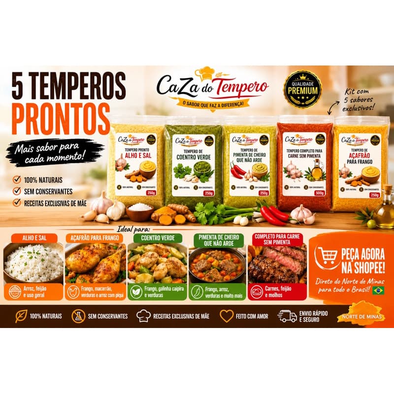 kit De Temperos- 5  Temperos Premium
