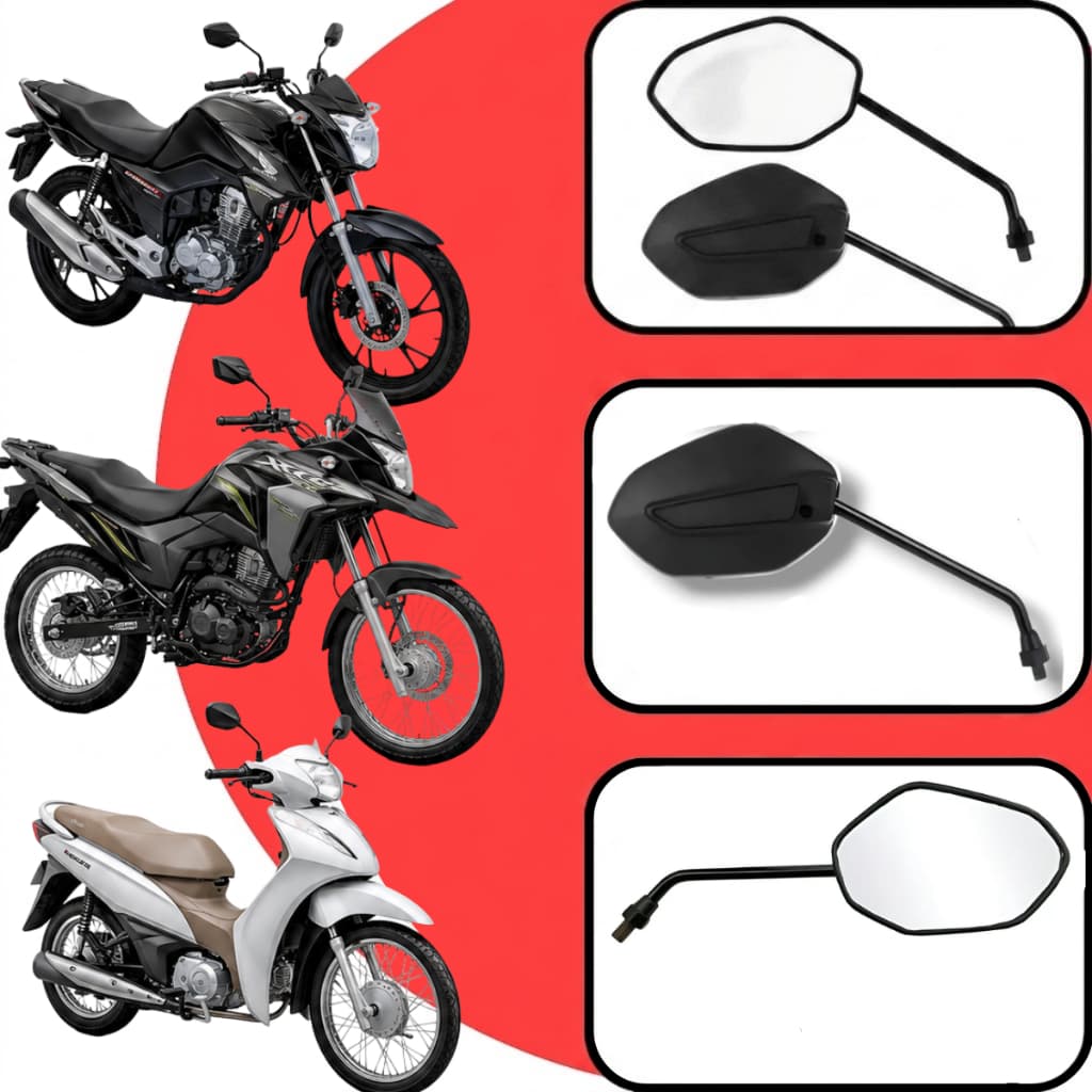 Par Retrovisor Espelho Moto Honda Cg Titan Fan 125 150 160 Pop Bros Biz Pcx Xre Rosca Honda M10 ENVIO IMEDIATO