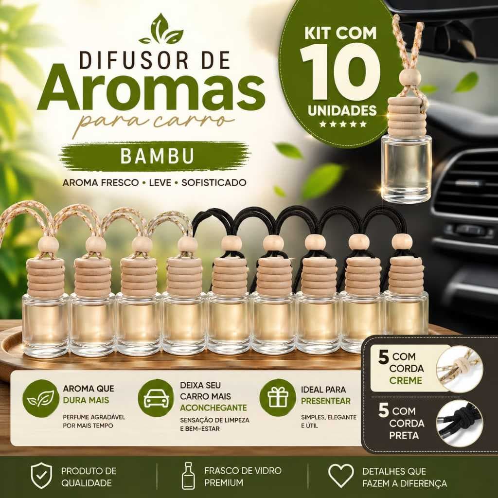 Kit Cheirinho Para Carro, Difusor Perfumado Com Aroma Refrescante De Bambu Kit Com 10 Unidades!