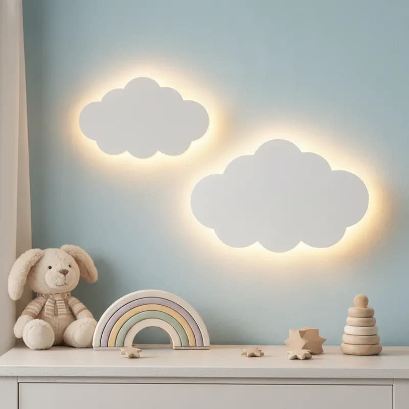 Kit Nuvem Com Luz Led Luminária Com Led Para Quarto Bebe 2p