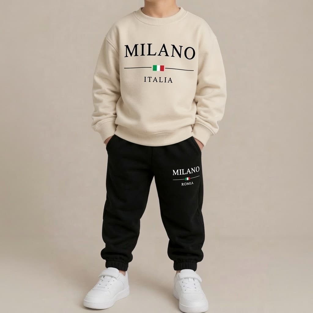 Kit Conjunto Infantil de Moletom e Calça Casual Minimalista de Manga Longa menino e menina Tween,